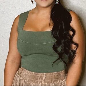 Olive Green Ribbed Tank Top